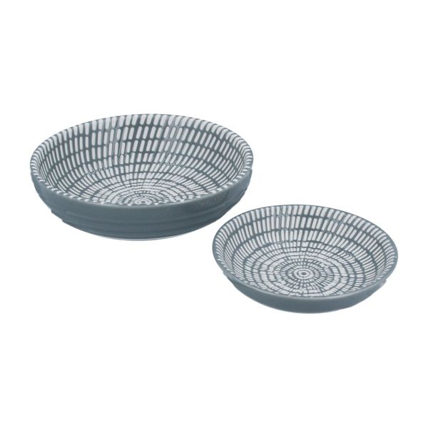 Set/2 Trinket Dish - Dark Grey Ceramic Leaves
