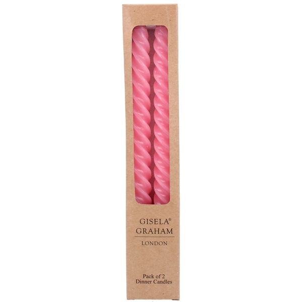 Box/2 Taper Candle 25cm - Pastel Pink Twist