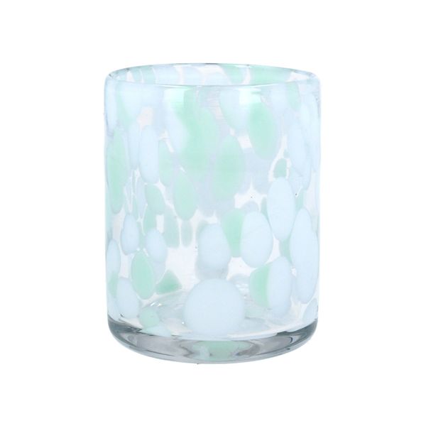 Glass Tumbler 8cm - Green/White Marble