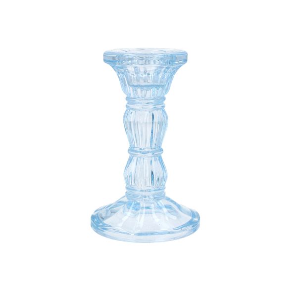 Glass Candlestick 10cm - Pastel Blue
