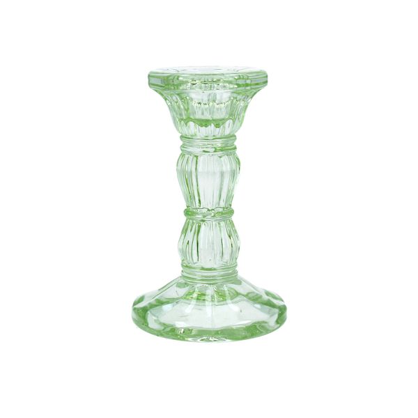 Glass Candlestick 10cm - Pastel Green