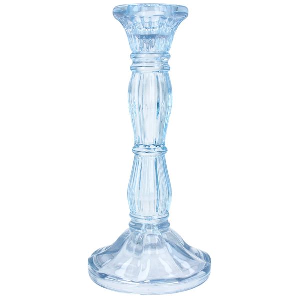 Glass Candlestick 15cm - Pastel Blue