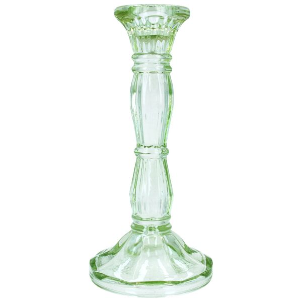 Glass Candlestick 20cm - Pastel Green