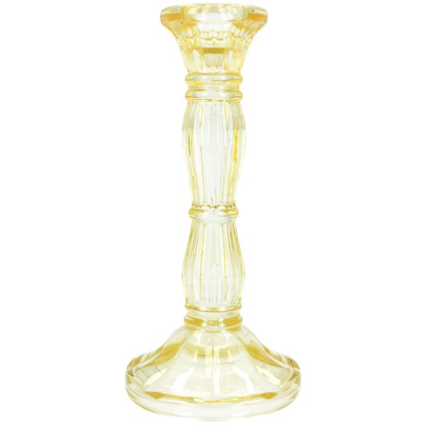 Glass Candlestick 15cm - Pastel Yellow