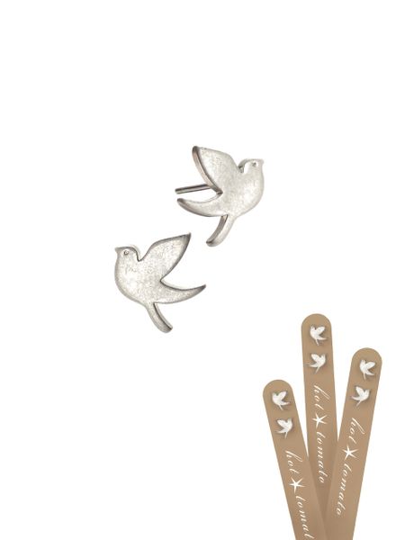 Birdie Studs - Stainless Steel W/Worn Silver Finish