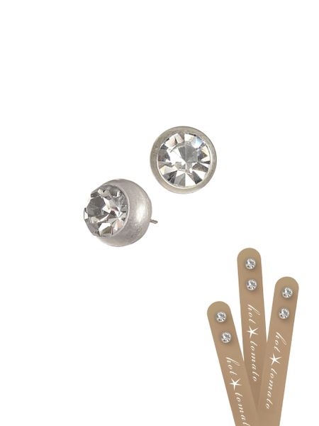 Rub-Over Set 4mm Cryst Studs - Silver/Crystal