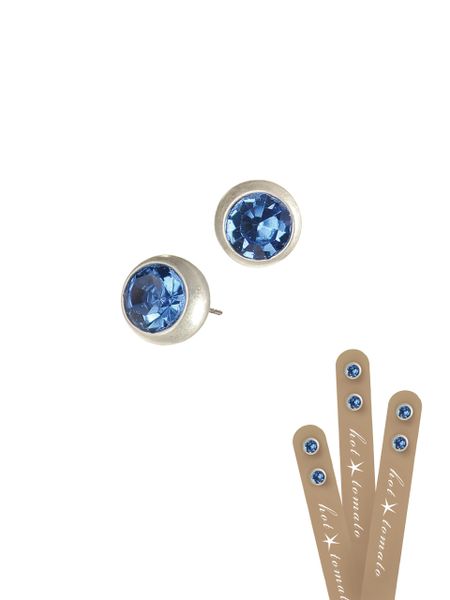 Rub-Over Set 4mm Crys Studs - Silver/Sapphire