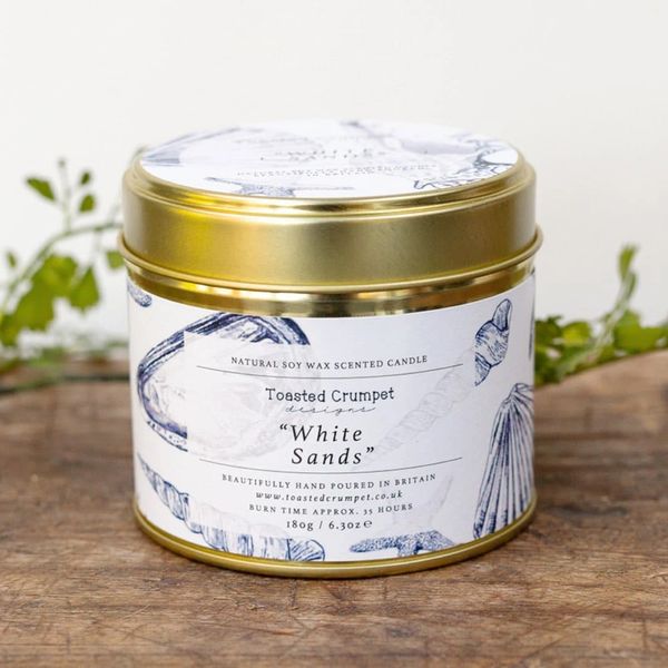 White Sands Candle in a Matt Gold Tin