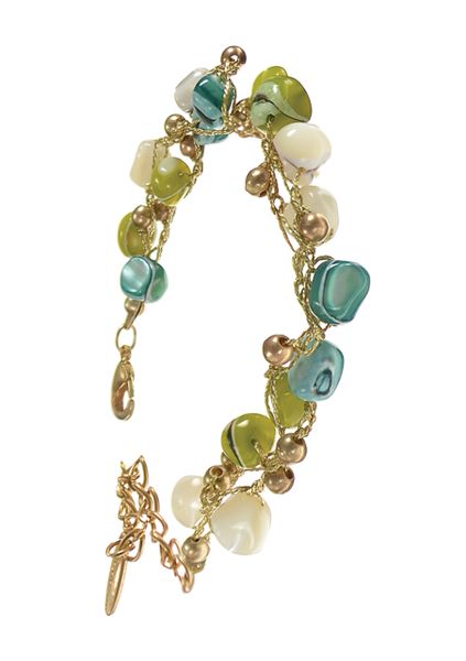 Prospect Beads W/Crocher Chain - Teal/Grass/White