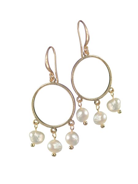 Tryptich of Pearls - Natural Pearl - Pearl/Worn Gold