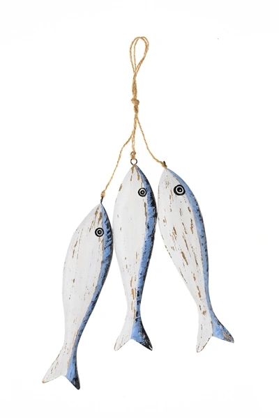 Three Fish on Rope Blue