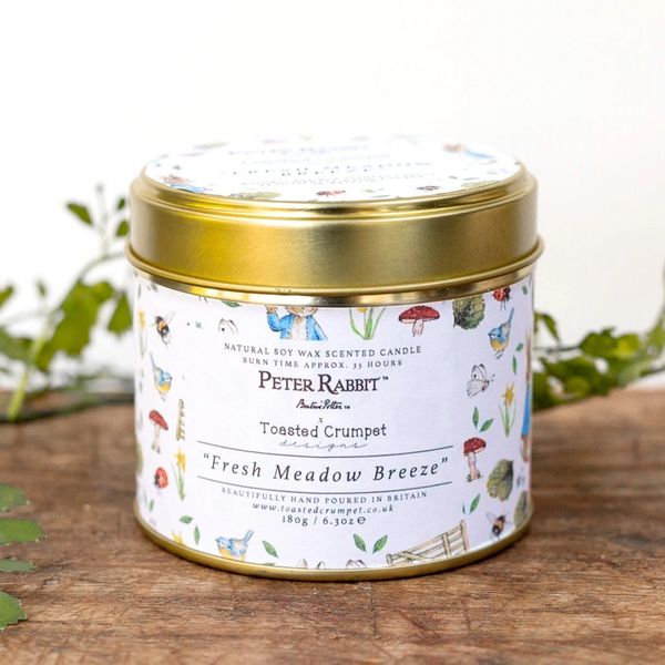 Peter Rabbit “Fresh Meadow Breeze” Candle in a Matt Gold Tin