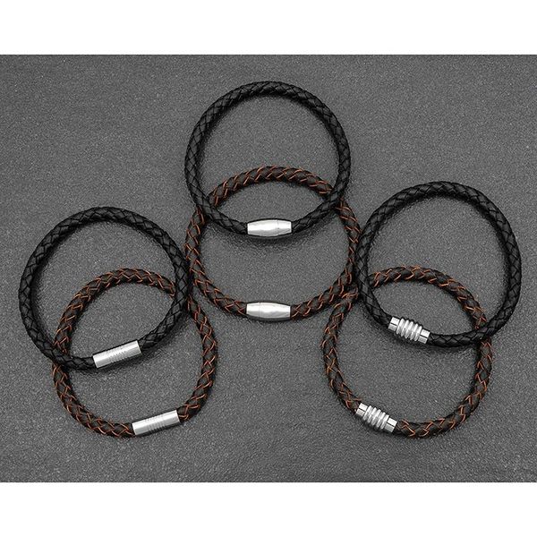 Mens Indent Clasp Leather Bracelet - choose colour