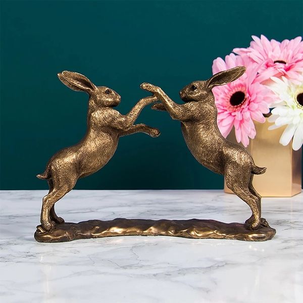 Reflections Bronze Hares Boxing