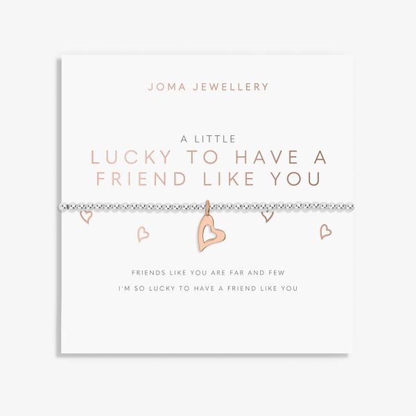A Little 'Lucky To Have A Friend Like You' Bracelet In Silver And Rose Gold Plating