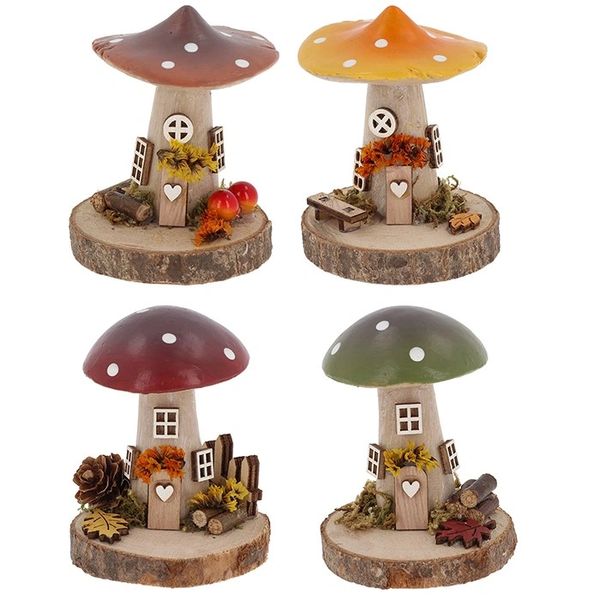 Folk Art Mushroom Cottage Small