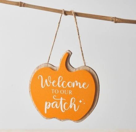 ORANGE WELCOME TO OUR PATCH SIGN, 11CM