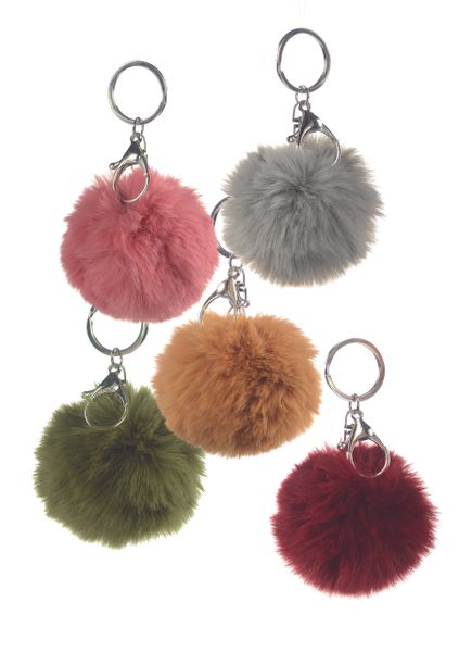 Faux Fur Pom Pom Key Ring