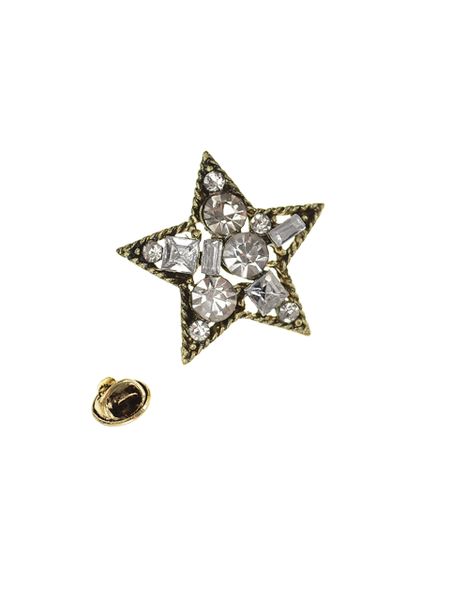 Follow The North Star Pin - Antique Gold / Clear