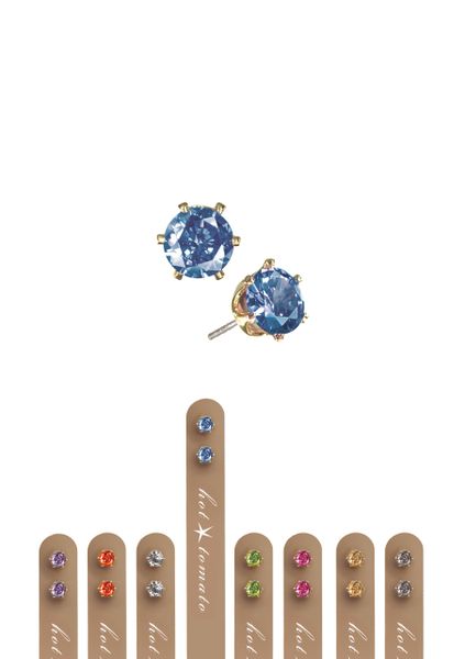 Classic Claw-Set Crystal Studs / 5mm - Worn Gold/Sapphire