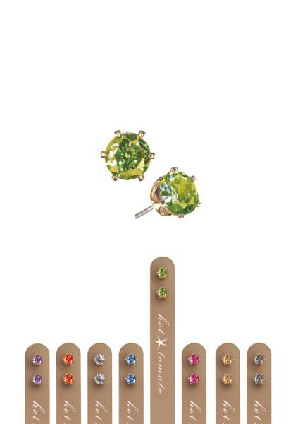 Classic Claw-Set Crystal Studs / 5mm - Worn Gold/Peridot