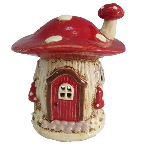 Village Pottery Mushroom Red House Tealight