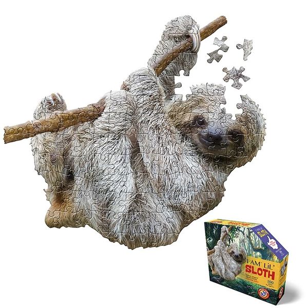 Madd Capp I Am Lil Sloth, Sloth Shaped 100 Piece Jigsaw Puzzle