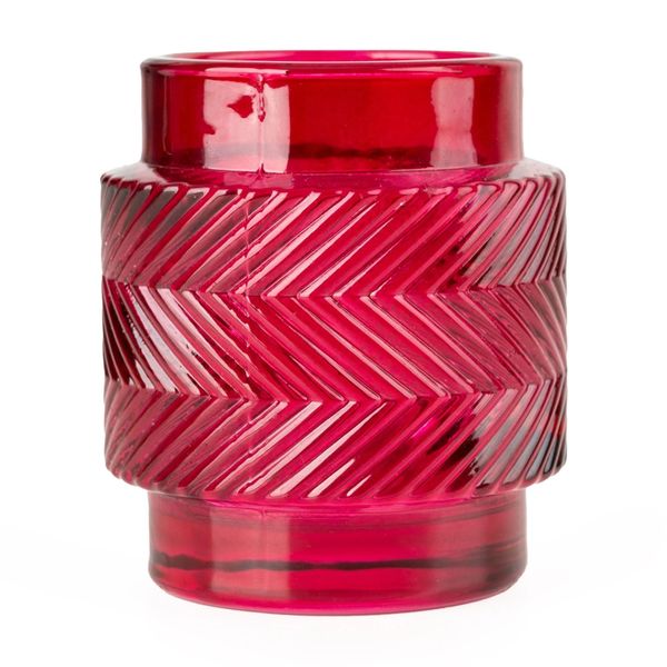 Embossed Glass Candleholder - Pink