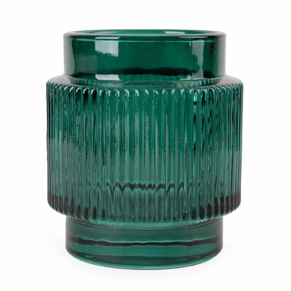 Embossed Glass Candleholder - Green