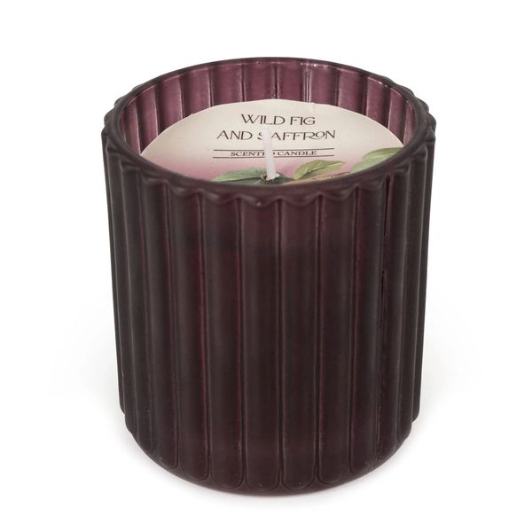 Ridged Glass Candle - Frosted Plum