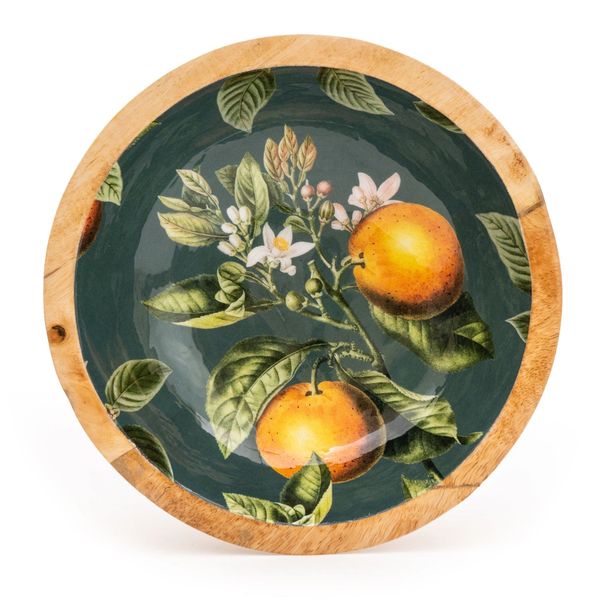 Handcrafted Orange Blossom Mango Wooden Bowl Green 24cm