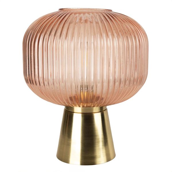 LED Glass Round Ridged Lamp - Amber - CLICK & COLLECT ONLY