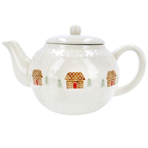 Stoneware Tea Pot 14cm - Gingerbread House