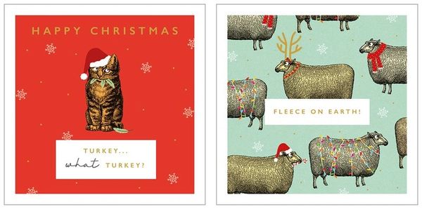 Funny Christmas Cat & Sheep Card Pack Wallet WAX105A