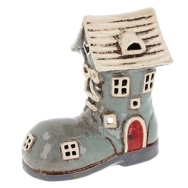 Village Pottery Small Boot House Grey Tealight