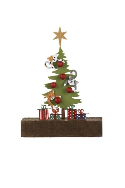 Cats In Tree Decoration on wooden block