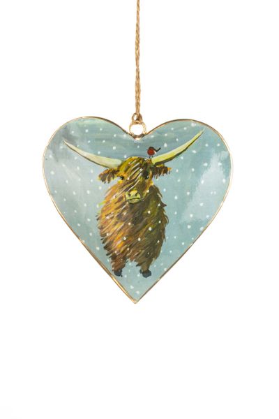 Highland Cow & Robin Heart