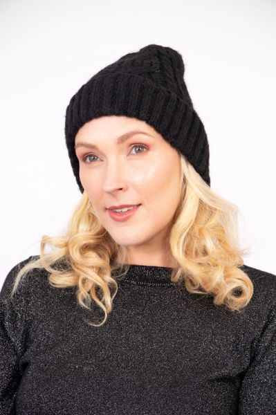 Tatum Beanie Hat - Black, Cable Knit Product Code: 5033B