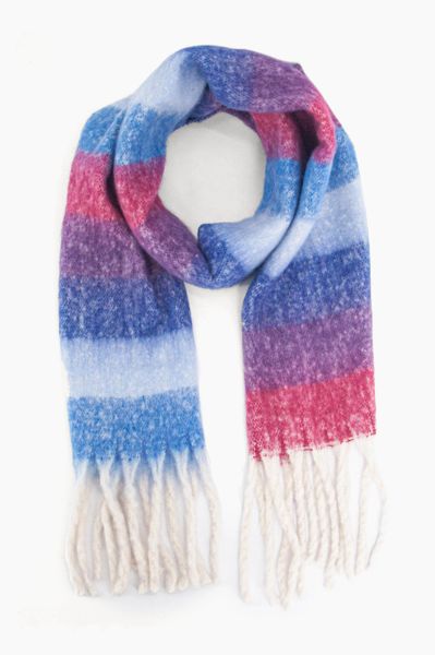 Joey Heavyweight Scarf - Blue, Rainbow Stripe Product Code: 1511BLF