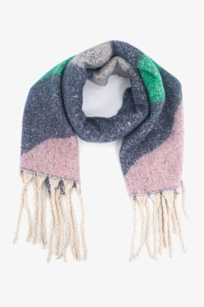 Camden Heavyweight Scarf - Navy/Green, Wave Colour Block Product Code: 1462NBGR