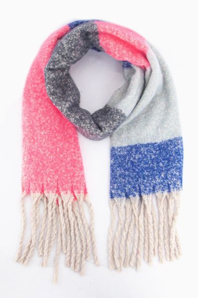 Vivian Heavyweight Scarf - Pink/Grey, Colour Block Product Code: 1478CP