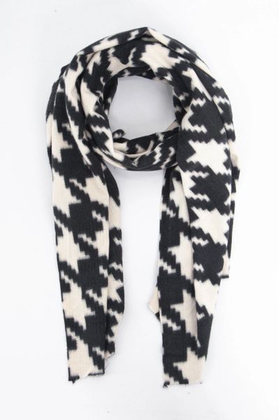 Melanie Midweight Scarf - Cream, Large Houndstooth Product Code: 3192HTOCR