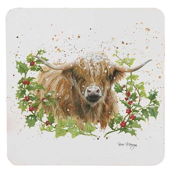 Bree Merryn Logan Highland Cow Set of 4 Coasters