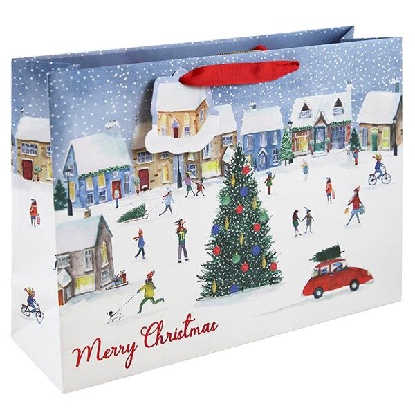 Christmas Village Scene Shopper With Tree