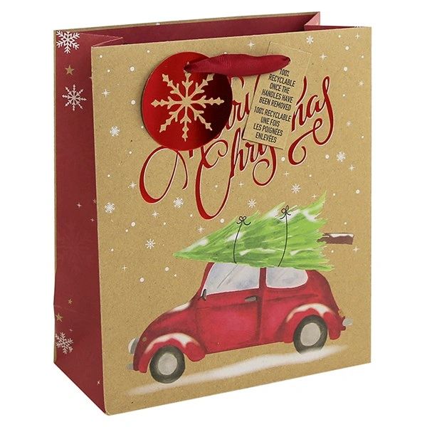 Kraft Gift Bag - Driving home for Christmas - choose size