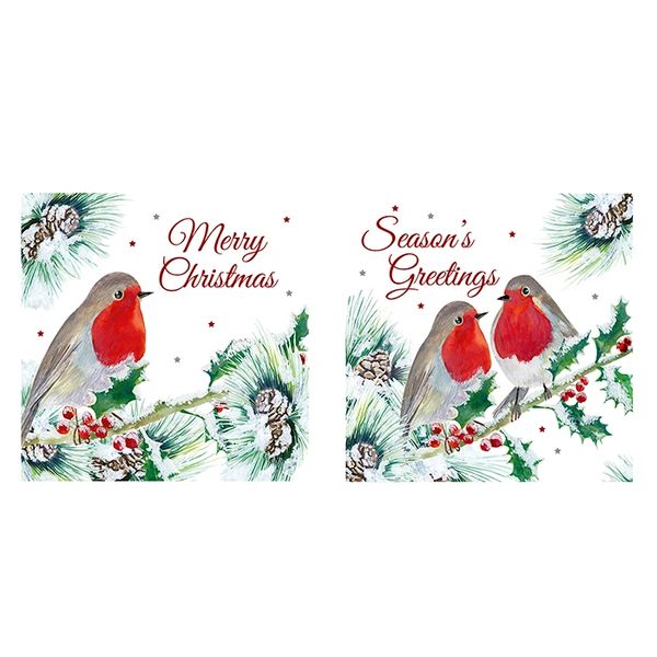 Kraft Robins Christmas Cards pack of 12