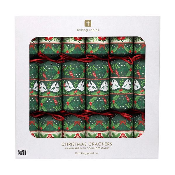 Folklore Green Christmas Crackers - 6 Pack