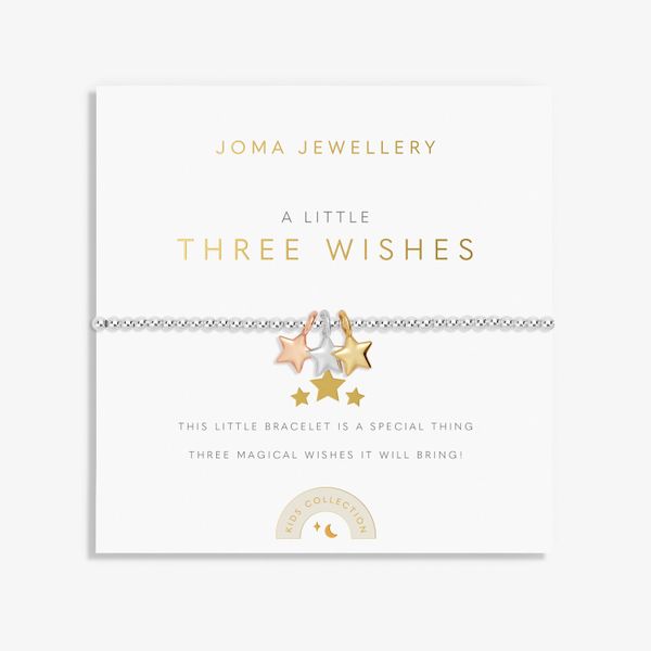 'Three Wishes' Kids' A Little Bracelet in Silver Gold and Rose Gold Plating 772