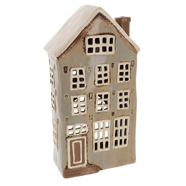 Village Pottery Tall Grey Townhouse Tealight