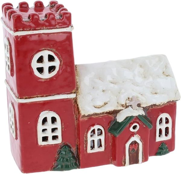 Village Pottery Norman Christmas Church Tealight